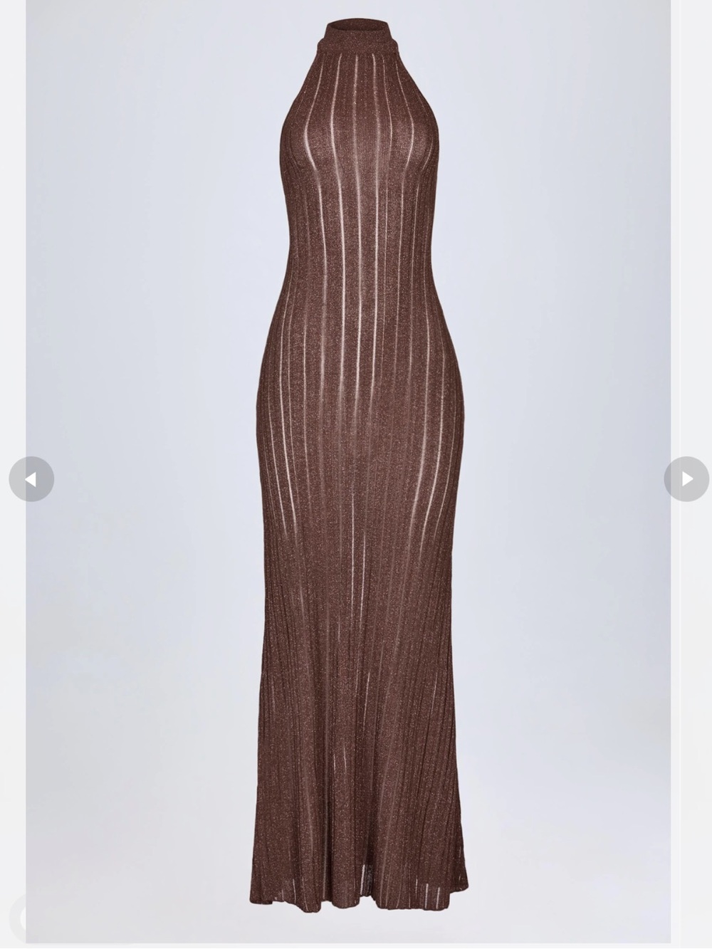 Oh Polly Solara Backless Halterneck Maxi Dress in Bronze - Picture 3 of 6